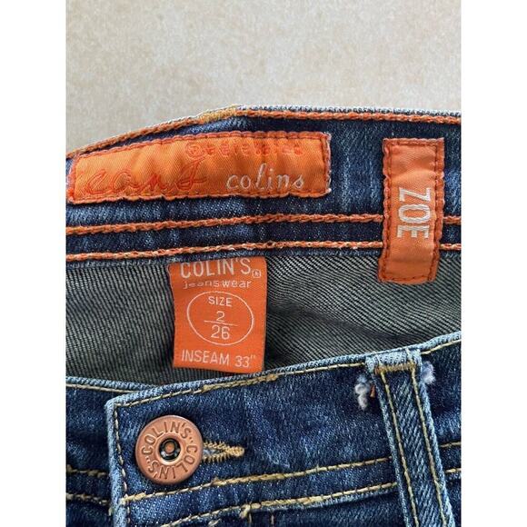 Colins Jeanswear Zoe Jeans Womens Size 2/26 Med Wash Mid Rise Flare Distressed - Picture 11 of 11